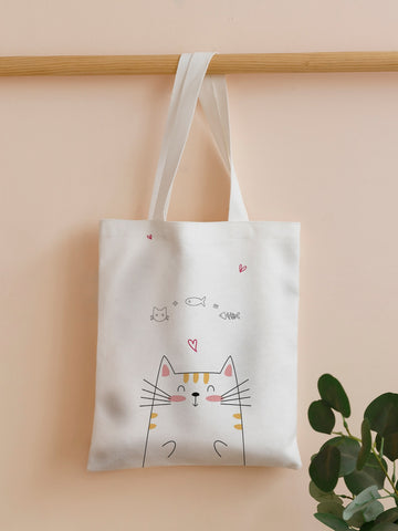 Large Capacity Cartoon Cat Graphic Shopper Bag