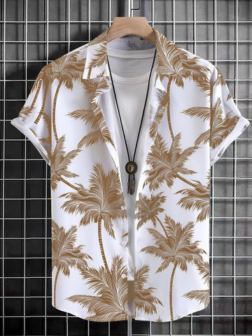 Men Random Palm Tree Print Shirt Without Tee