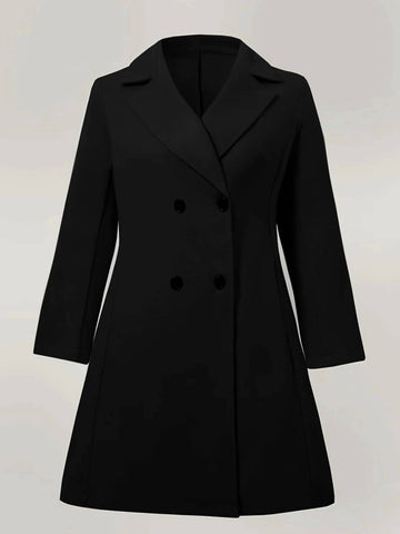 Plus Lapel Neck Double Breasted Overcoat