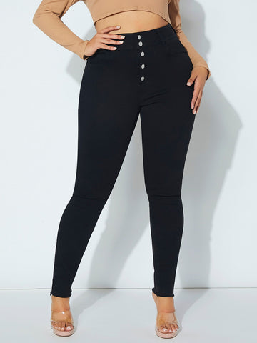 Plus Button Fly Skinny Jeans