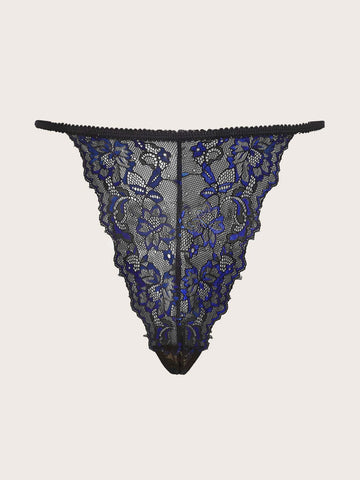 Plus Size Lace Embroidered Underwear, 1pc/Pack