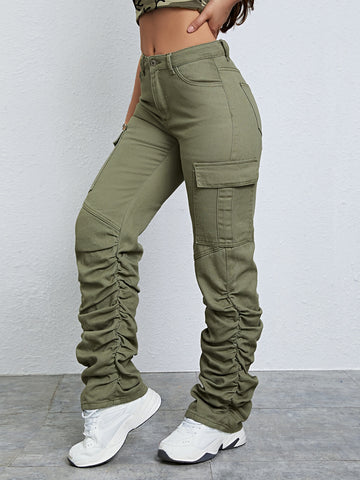 Flap Pocket Side Stacked Jeans