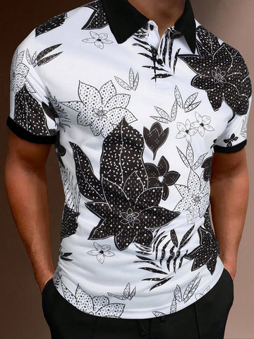 Men Floral Print Polo Shirt
