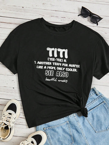 Plus Size Casual Slogan Printed T-Shirt