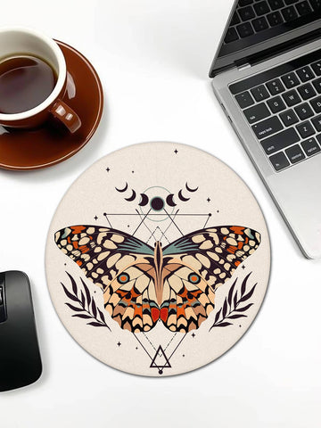 1pc Vintage Pattern Small Circular Mouse Pad With Water-Resistant & Anti-Slip Rubber Base, Suitable For Laptop And Office Desk Accessories, Etc.