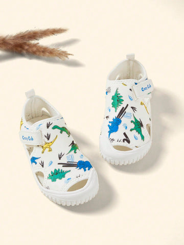 Summer Cute Dinosaur Cartoon Design Flat Soft Casual Beach Sandals For Baby Boys And Toddler Boys