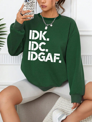 Slogan Graphic Drop Shoulder Sweatshirt