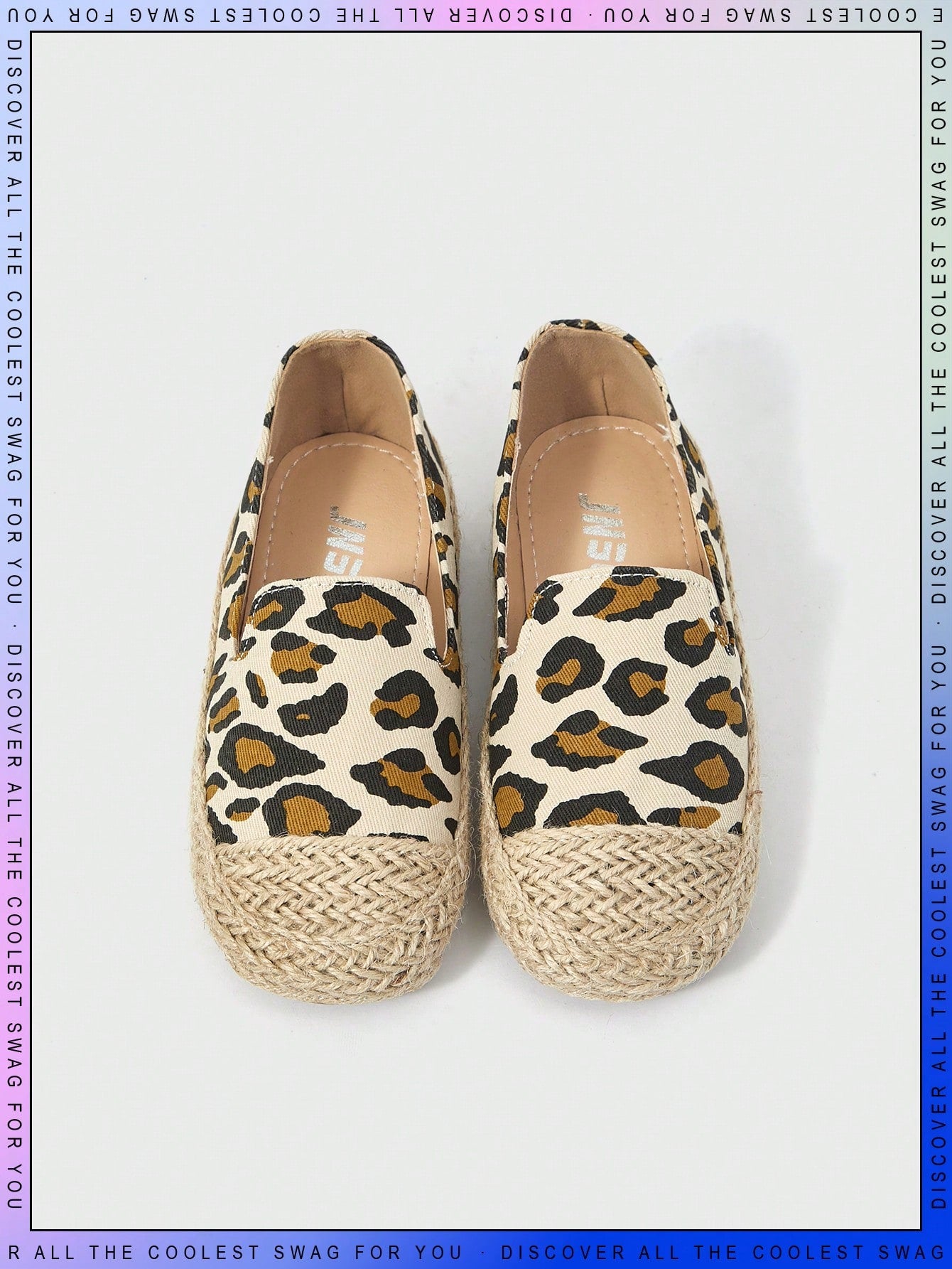 Hemp Rope Shoes Cute Leopard Print Comfortable Breathable Non-slip Outdoor Travel Girls Flat Shoes