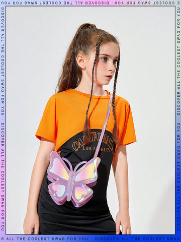 Fashionable Laser Butterfly Design Irregular Crossbody Bag For Girls