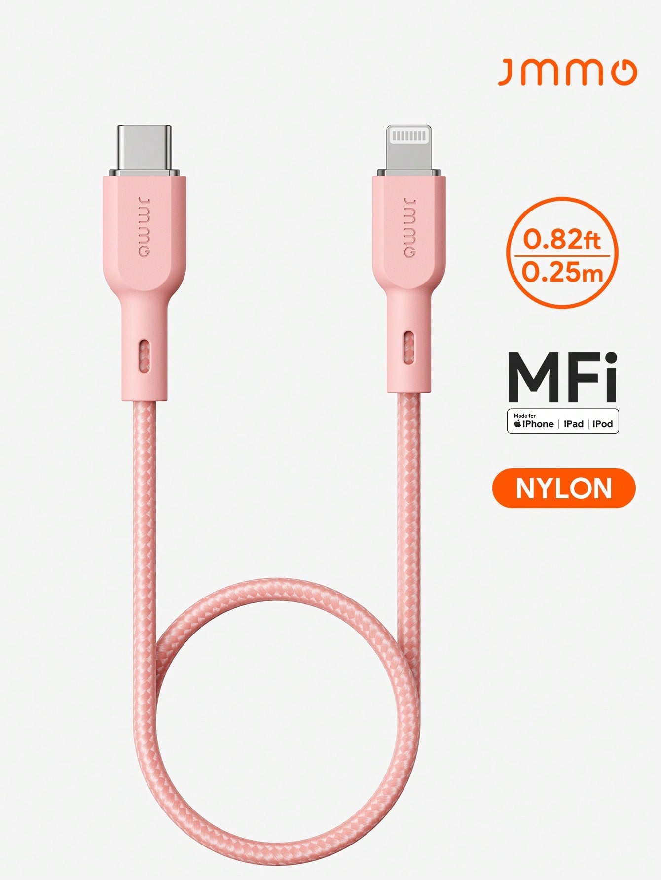 JMMO Cable IPhone,Nylon USB-C To Lightning Cable,Nylon Braided Cord Compatible With IPhone 0.82FT/0.25M 18W [Apple MFi Certified]