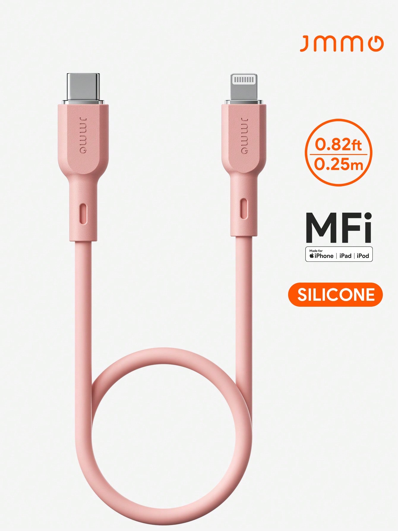 JMMO Cable IPhone,Silicone USB-C To Lightning Cable,Type-C Charger Cable Cord Compatible With IPhone 0.82FT/0.25M 18W [Apple MFi Certified]