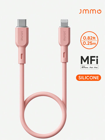 Cable IPhone,Silicone USB-C To Lightning Cable,Type-C Charger Cable Cord For IPhone 0.82FT/0.25M 18W [Apple MFi Certified]
