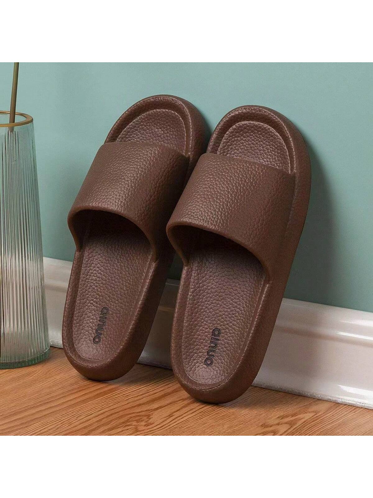 New Fashion Cool Couples' Pu Leather Soft Indoor/outdoor Slippers, Comfortable, Odor-free, Anti-slip, Breathable, Soft Sole, Dual-use, Suitable For Home Use, Beach And Outdoors