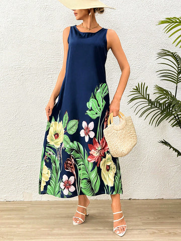Tropical Print Tunic Dress