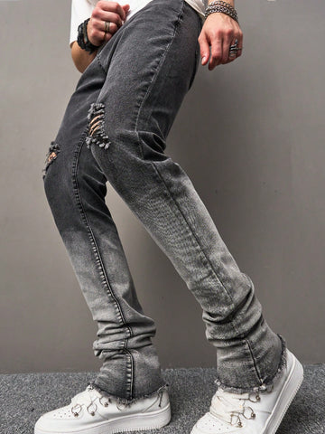 Men Ombre Ripped Jeans
