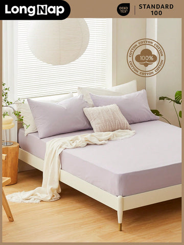 【100% Cotton】1pc Soft & Gentle Fitted Sheet, All-season Comfort and Breathable