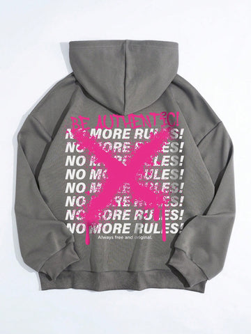 1pc Women's Loose Fit Street Style Hoodie With Alphabet Print And Drawstring