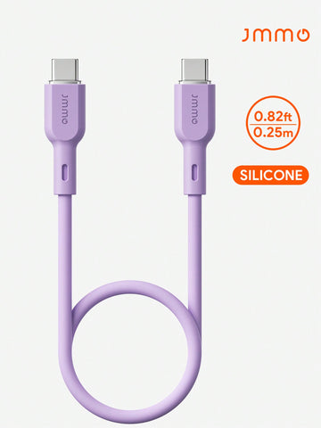 Cable Type-C,Silicone USB Type-C To USB Type-C Charger Cable,Silicone Ultra Soft Power Fast Charge 0.82FT/0.25M