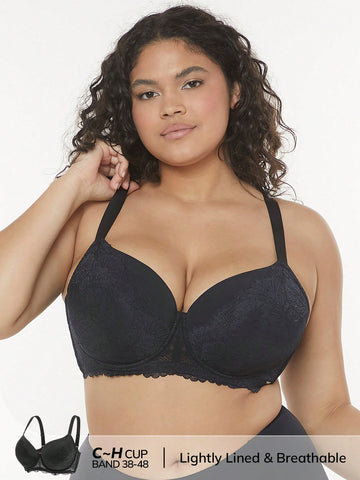 Plus Push-up Support Lace Bra