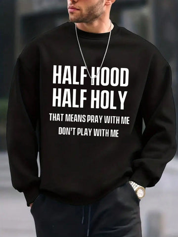 Men Slogan Graphic Thermal Lined Sweatshirt