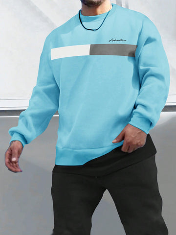 Men's Loose Fit Stand Collar Sweatshirt With Letter Print