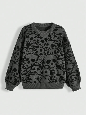 Women's Skull Printed Pullover Sweater