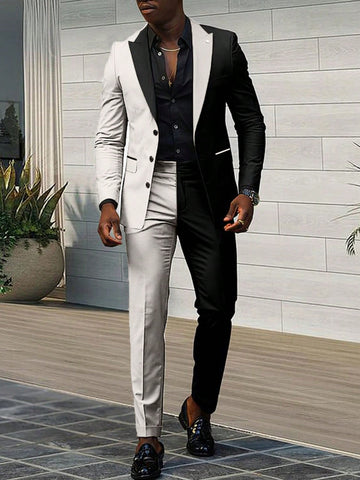 Men's Contrast Color Suit Set