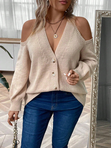 Plus Size Open-Front Sweater With Scoop Sleeve