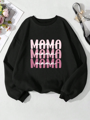 Women's Mama Printed Fleece Sweatshirt
