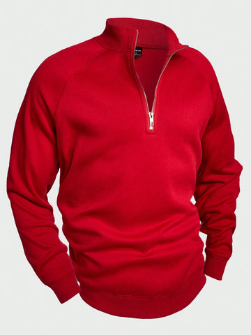 Men's Loose Fitting Half Zip Raglan Sleeve Sweatshirt