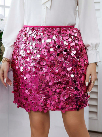 Plus Size Women's Glitter Midiskirt