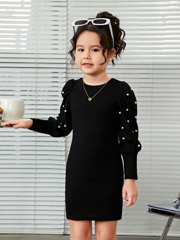 Little Girl's Fashionable Urban Beaded Short Dress