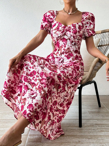 Ladies' Off-Shoulder Floral Printed Dress