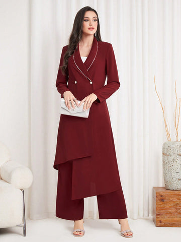 Women'S Double-Breasted Suit Jacket And Pants Set