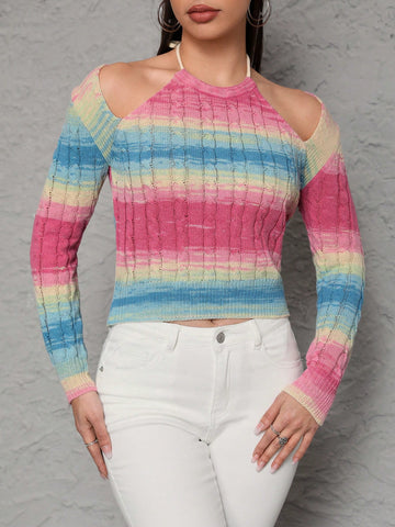 Women's Tie Dye Off Shoulder Sweater