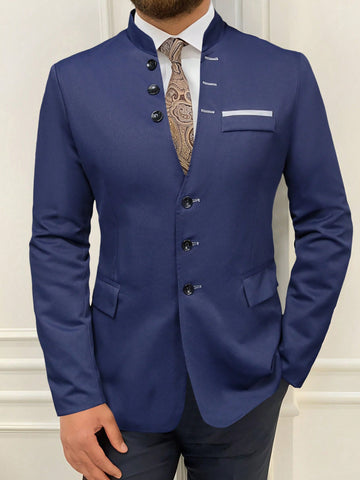 Men'S Single-Breasted Flip Detail Suit Jacket