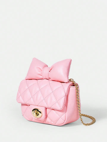 Women'S Fashionable Pink Diamond Grid Chain Shoulder Bag