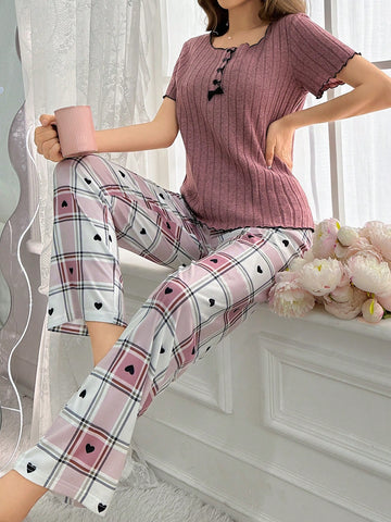 Women'S Lettuce Edge Short Sleeve Pajama Set
