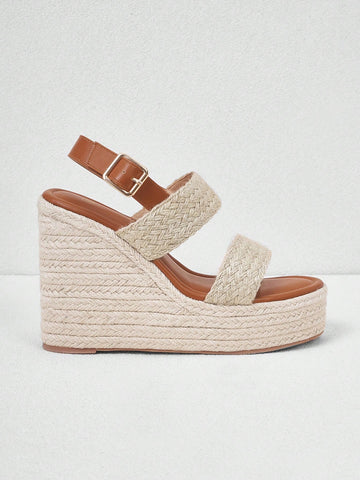 Women's Fashion Spring Summer Retro Braided Wedge Thick Sole Jute Sandals Suitable For Vacation