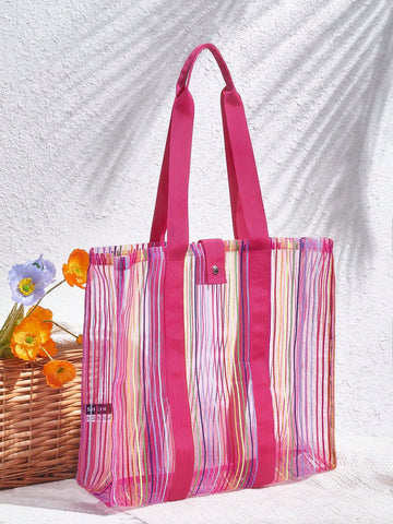 M375202 Women's Colorful Striped Pattern Fashionable Handbag