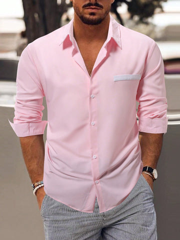 Men's Pink Long Sleeved Shirt