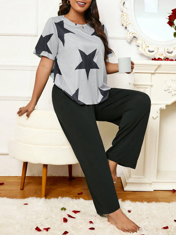Women's Plus Size Star Printed Pajama Set
