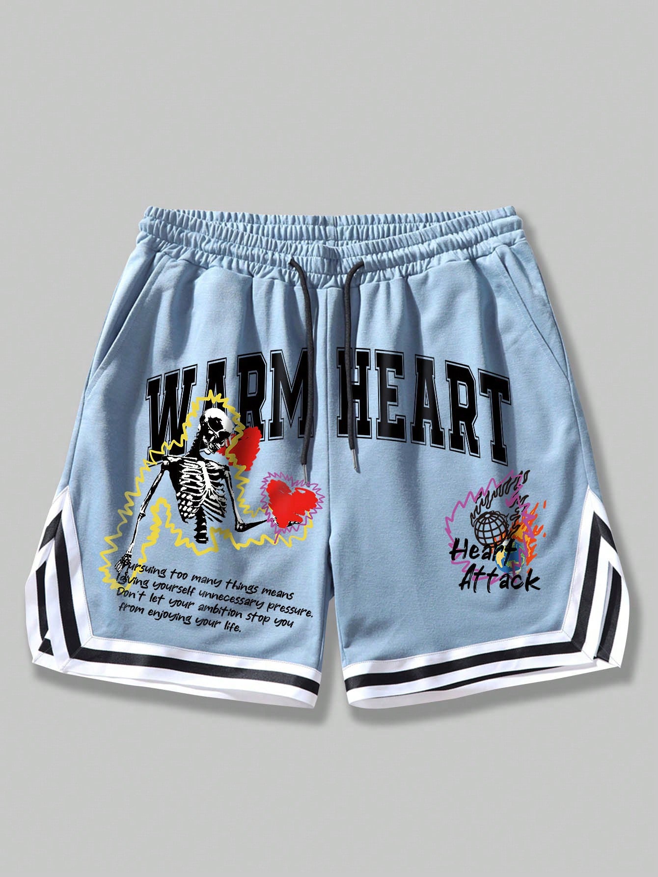 Men's Slogan Printed Basketball Shorts, Suitable For Daily Wear In Spring/Summer