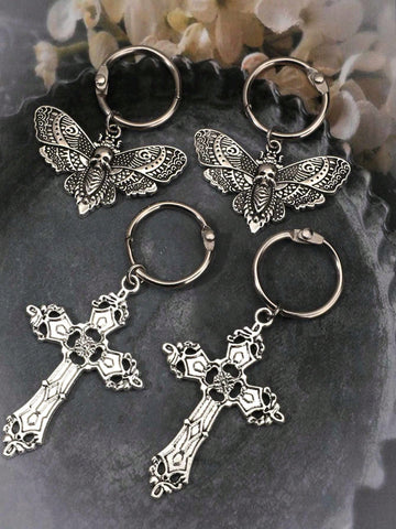 4pcs/Set Vintage Gothic Cross, Moth, Skeleton Head Shoe Decoration