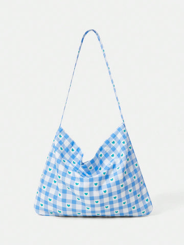Women'S Blue Plaid Shoulder Bag