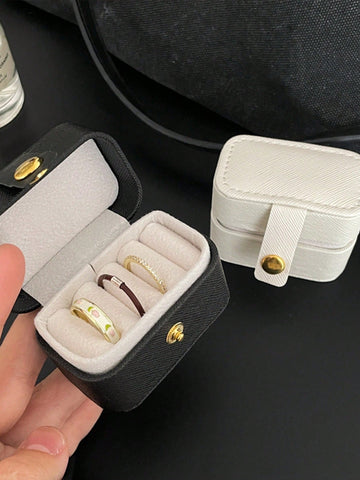 2pcs Portable Mini Jewelry Boxes In Random Colors, Compact Earring, Ring, Small Jewelry Storage Organizer