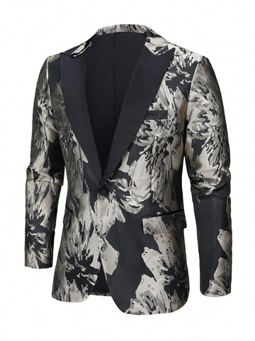 Single Breasted All-Over Print Suit Jacket, One Piece