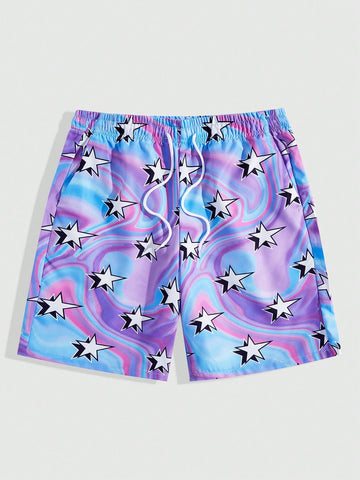 Men's Gradient Five-Pointed Star Printed Shorts