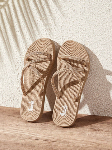 Women'S Woven Design Slippers For Summer