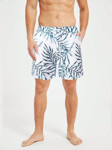 Men's Plant Print Beach Shorts